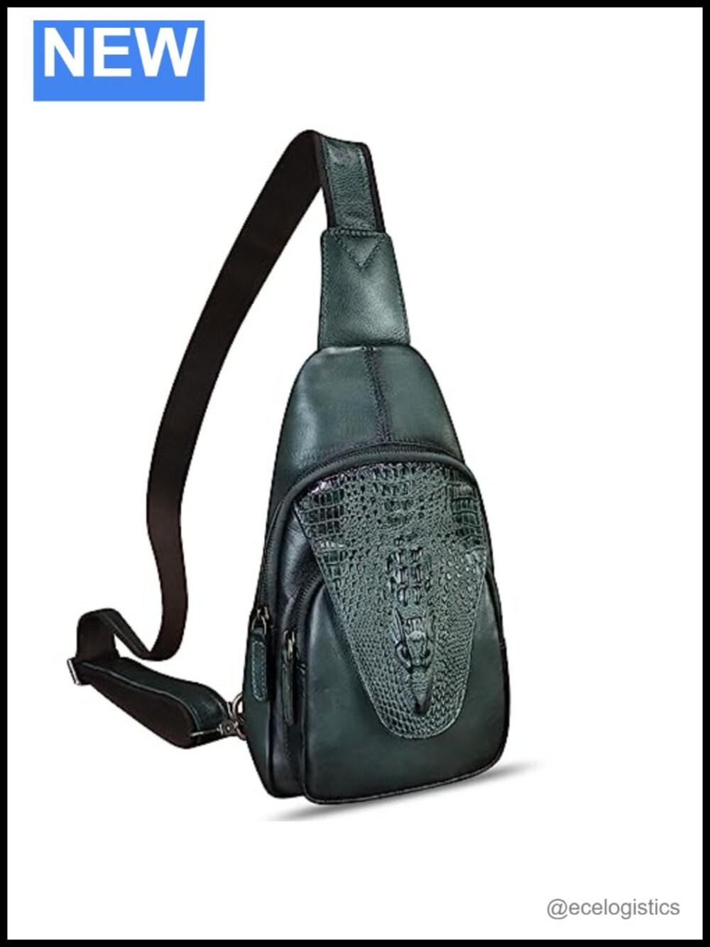 Genuine Leather Sling Bag Embossed Crocodile Pattern Crossbody Backpack